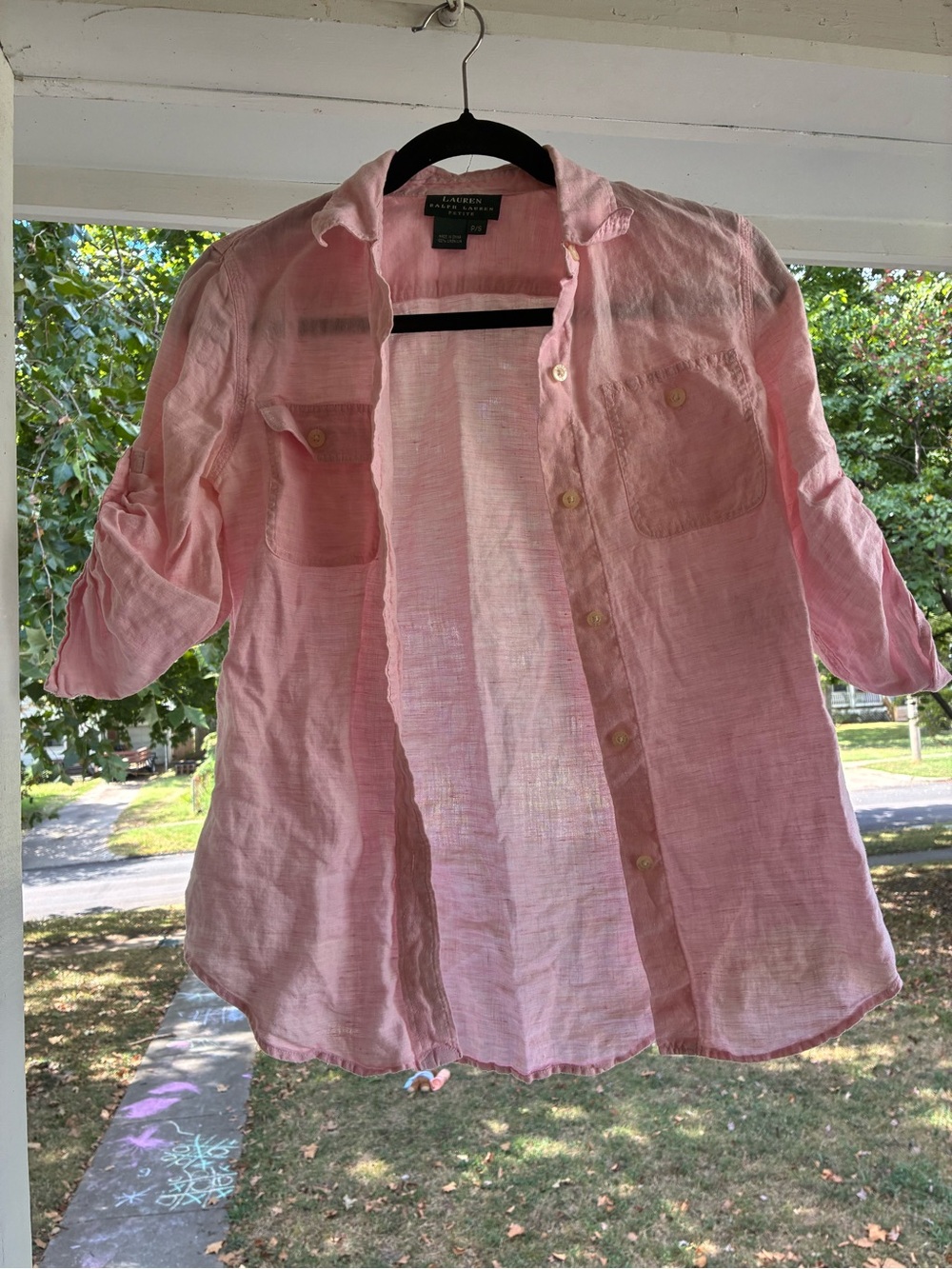 Lauren Ralph Lauren Pink Linen Button-Up Shirt